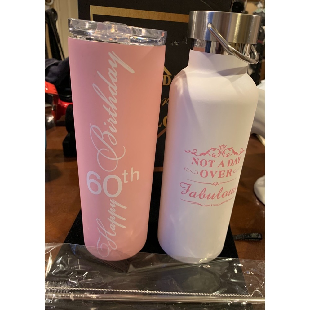 2 Tumblers "Not a Day over Fabulous" with Happy 60th Birthday